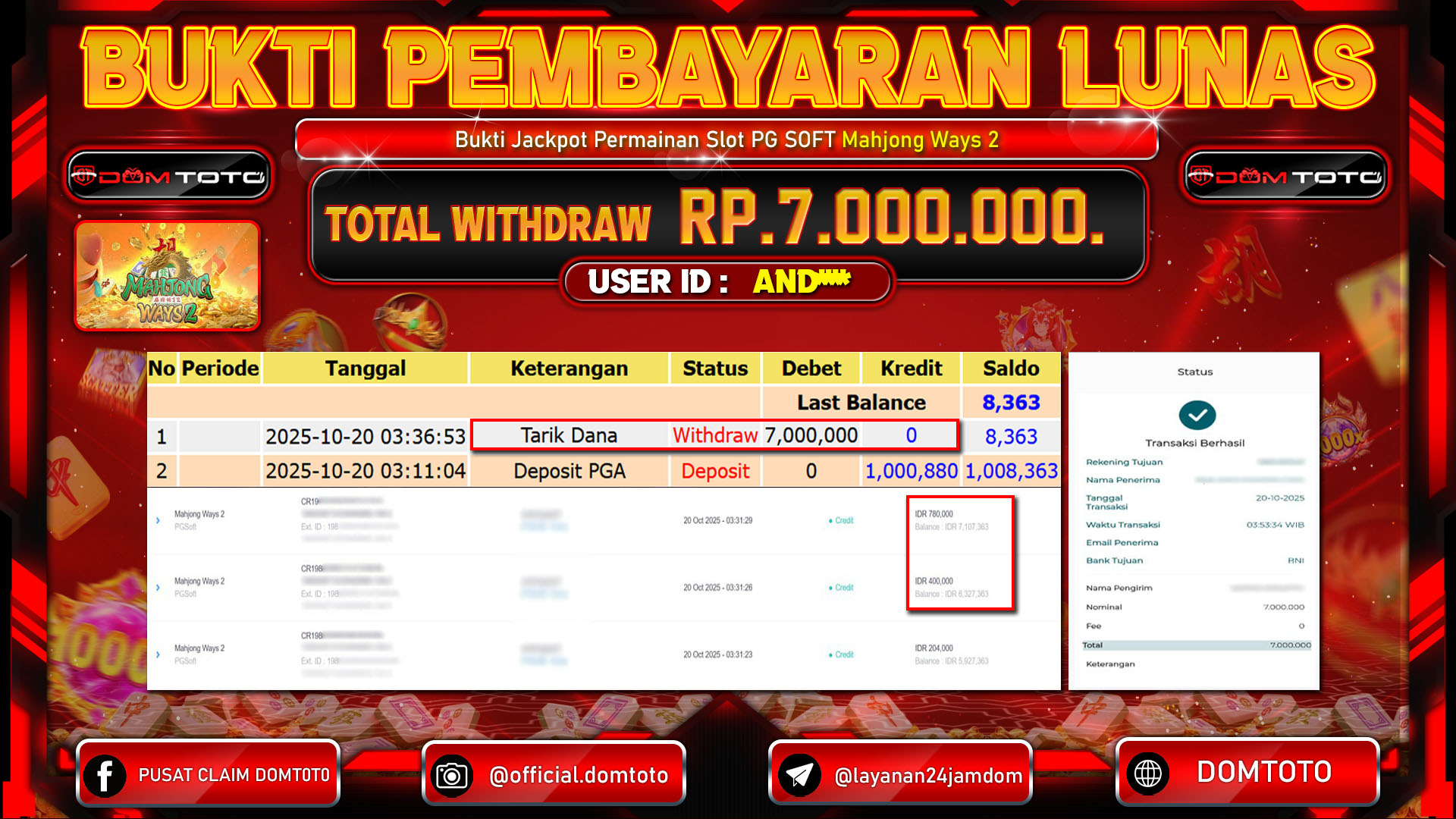 JACKPOT Slot Mahjong Ways 2 PGSoft 20 OKTOBER 2025